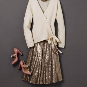 NWT Ann taylor gold sparkle holiday A-line skirt